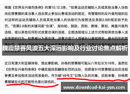 魏震禁赛风波五大深远影响及行业讨论焦点解析